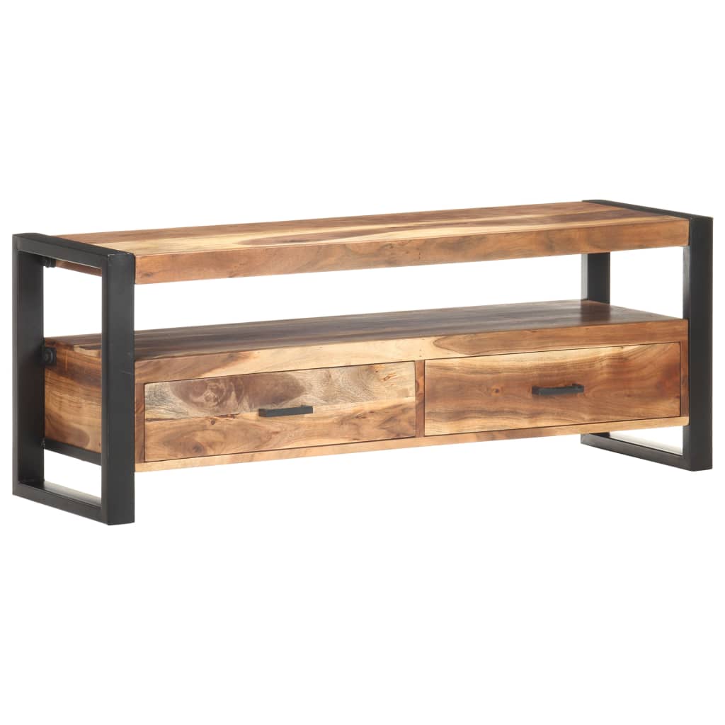 Meuble TV 120x35x45 cm Bois massif avec finition miel - XIOS