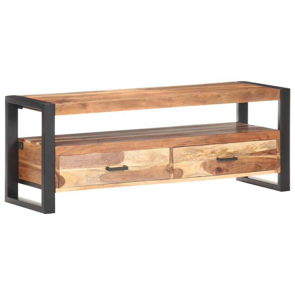 Meuble TV 120x35x45 cm Bois massif avec finition miel - XIOS