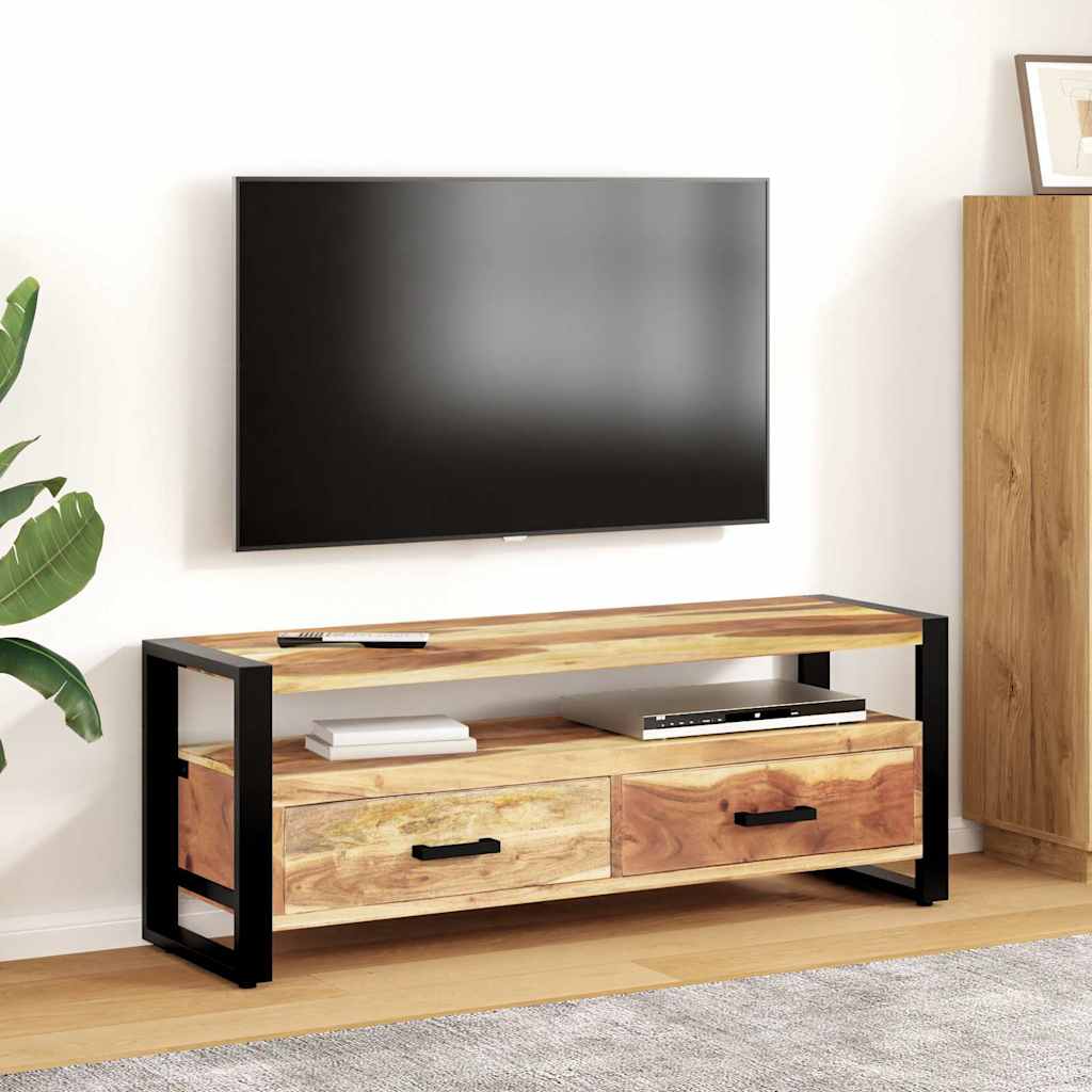 Meuble TV 120x35x45 cm Bois massif avec finition miel