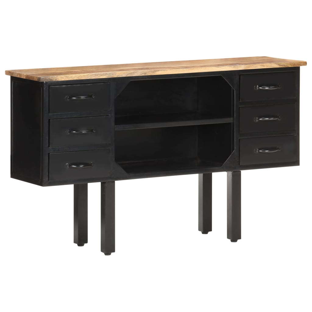 Buffet 110x30x65 cm Bois de manguier massif brut et acier XIOS