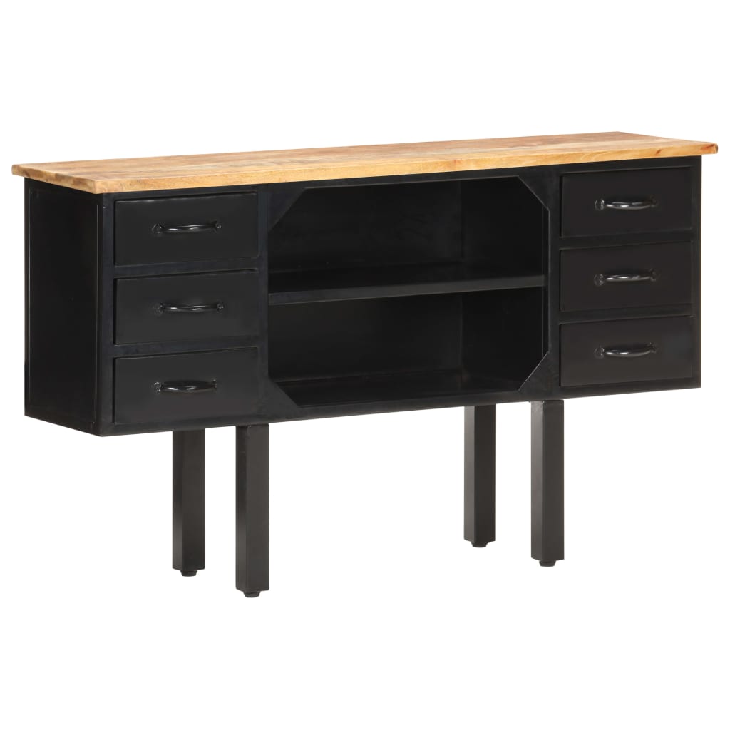 Buffet 110x30x65 cm Bois de manguier massif brut et acier XIOS