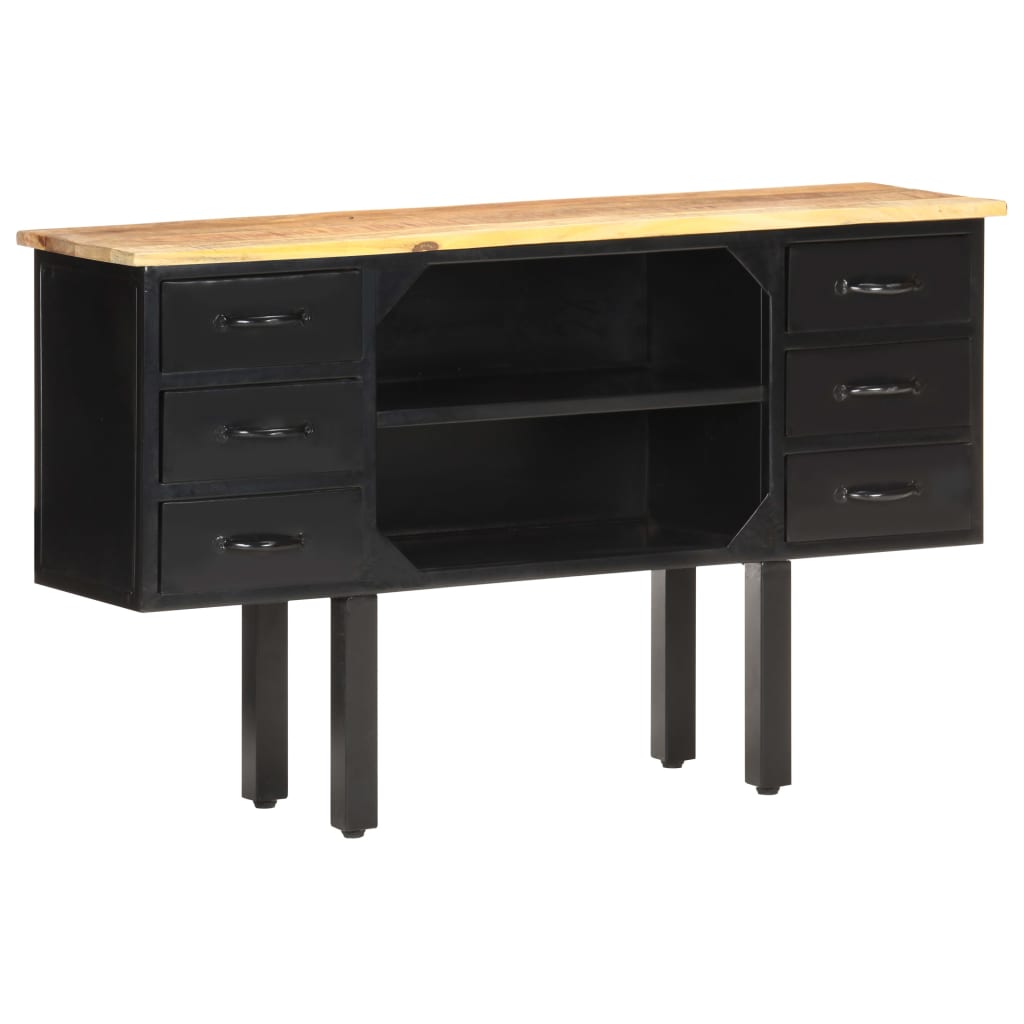 Buffet 110x30x65 cm Bois de manguier massif brut et acier XIOS