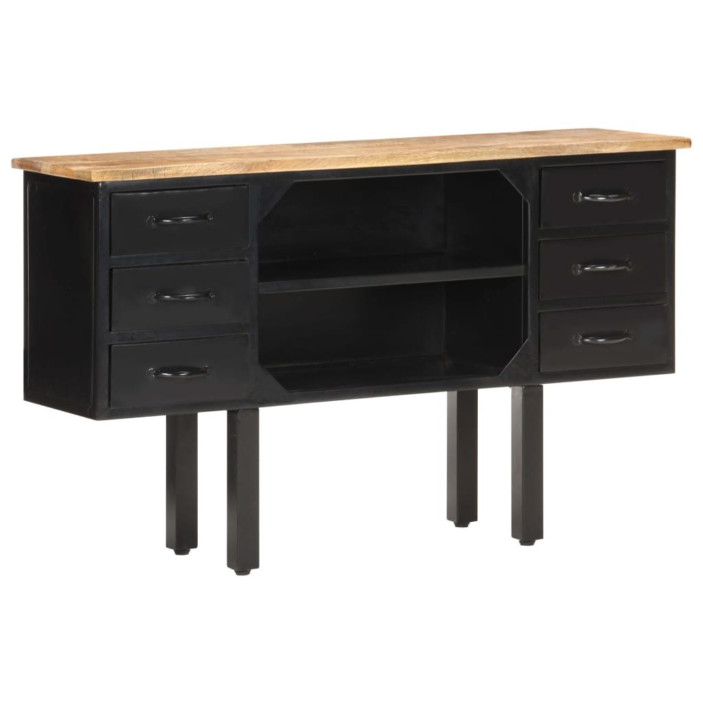 Buffet 110x30x65 cm Bois de manguier massif brut et acier XIOS