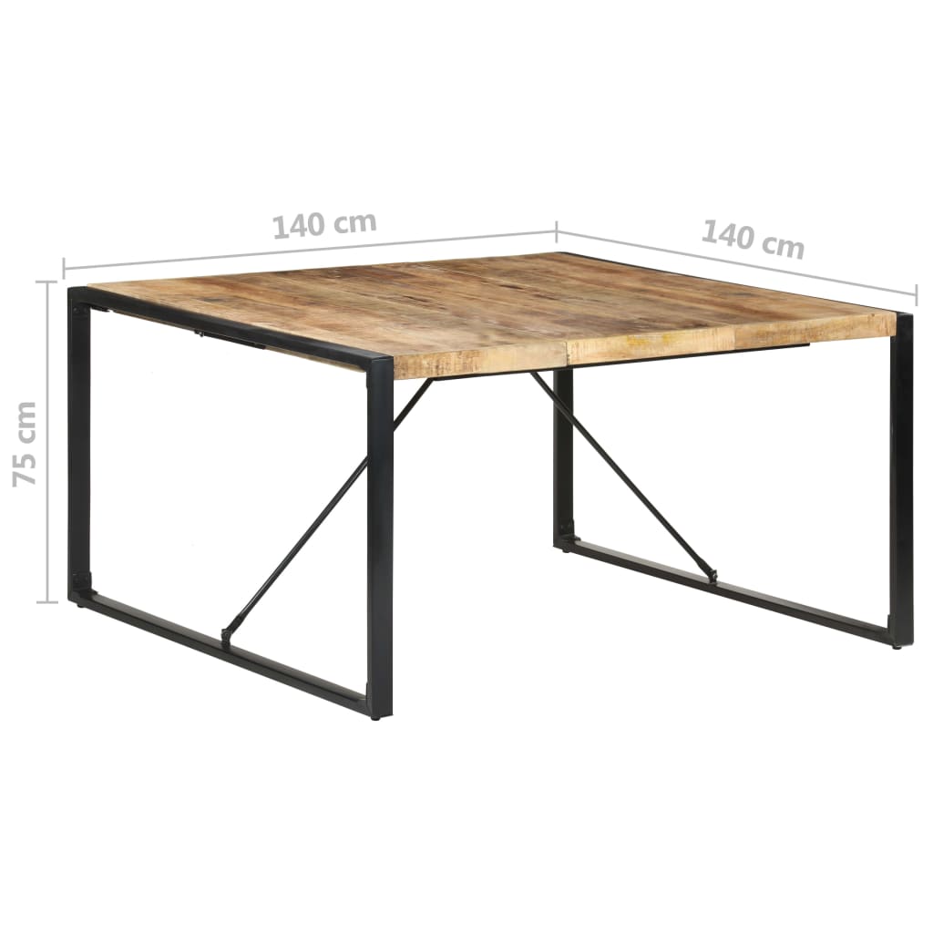 Table à manger 140x140x75 cm Bois de manguier brut - XIOS