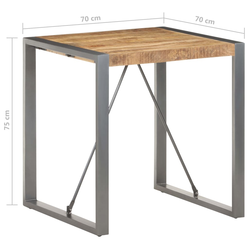 Table de salle à manger 70x70x75cm Bois de manguier massif brut