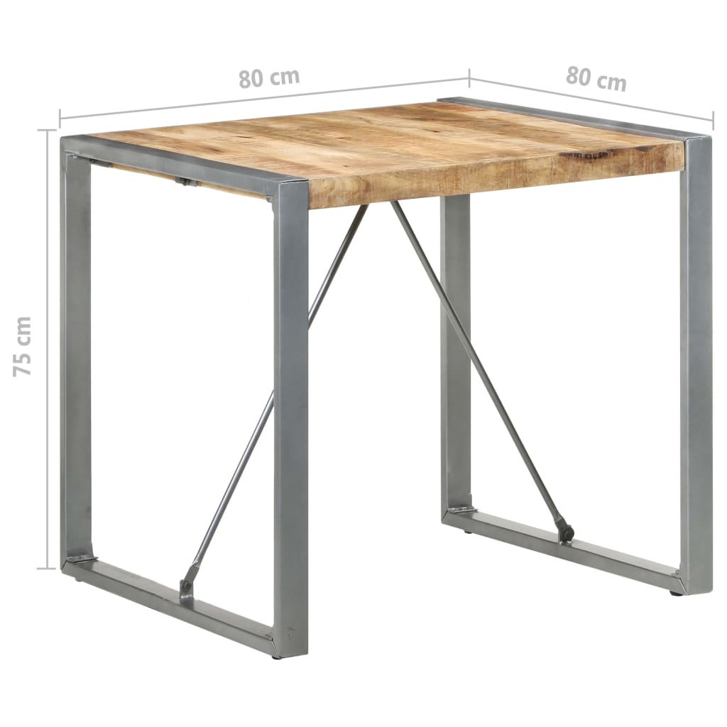 Table à manger 80x80x75 cm bois de manguier brut - XIOS