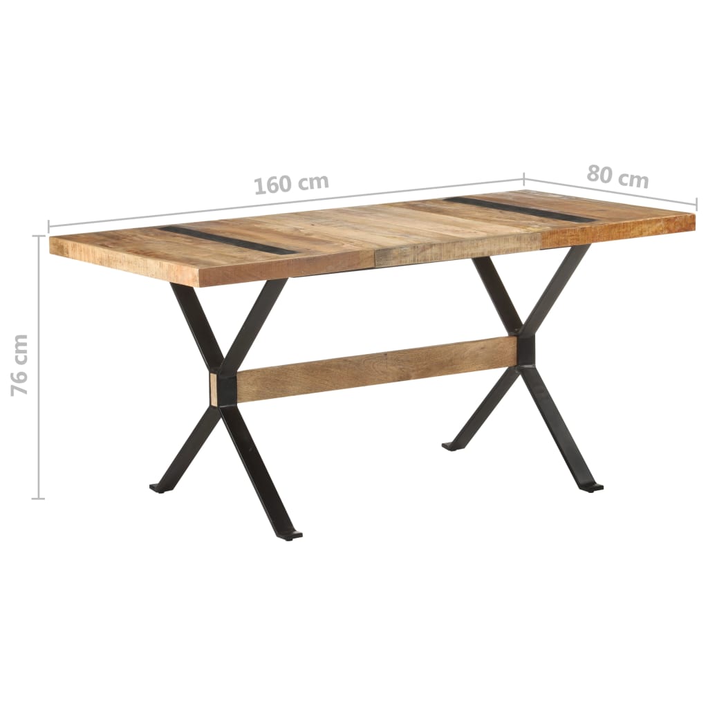 Table de salle à manger 160x80x76 cm Bois de manguier brut - XIOS