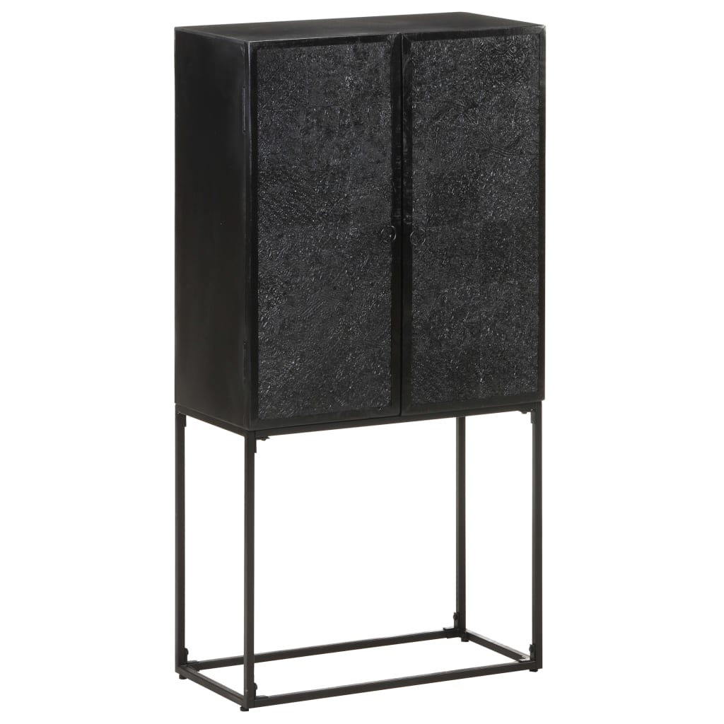Buffet Noir 60x30x120 cm Bois massif d'acacia et de manguier - XIOS