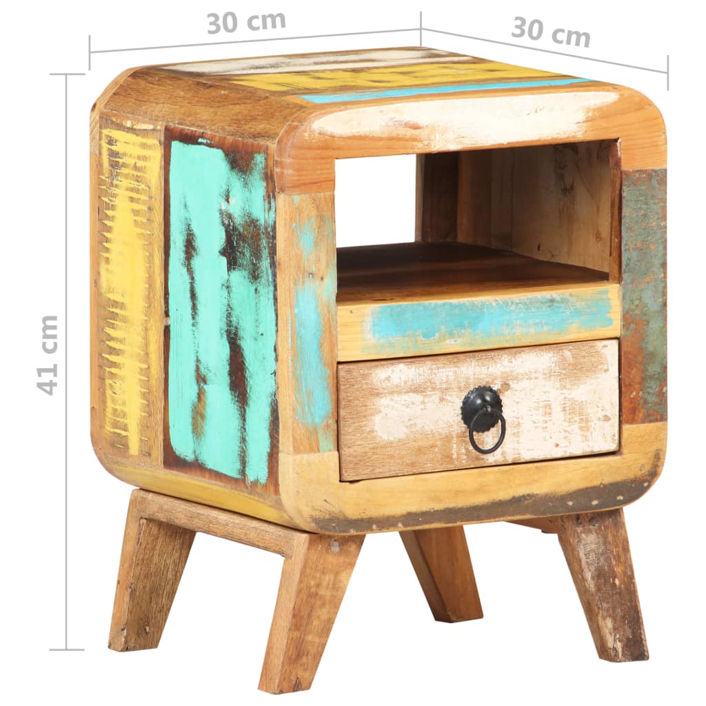 Table de chevet 30x30x41 cm Bois de récupération massif - XIOS