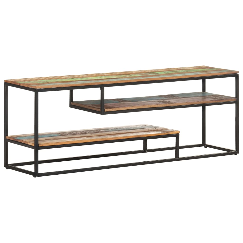 Meuble TV 130x30x45 cm Bois de récupération massif - XIOS