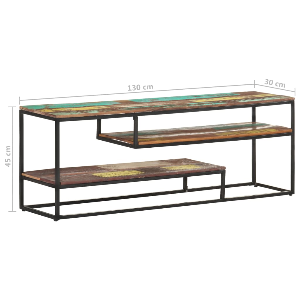 Meuble TV 130x30x45 cm Bois de récupération massif - XIOS