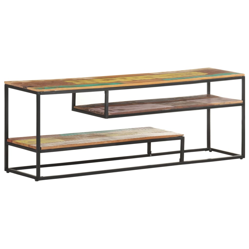 Meuble TV 130x30x45 cm Bois de récupération massif - XIOS