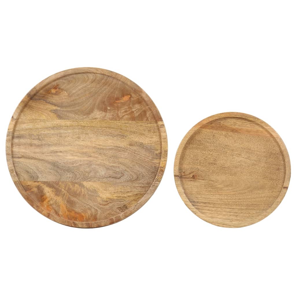 Ensemble de table basse 2 pcs bois de manguier massif et acier - XIOS
