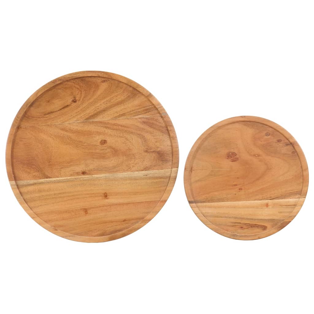 Ensemble de table basse 2 pcs bois d'acacia massif et acier - XIOS