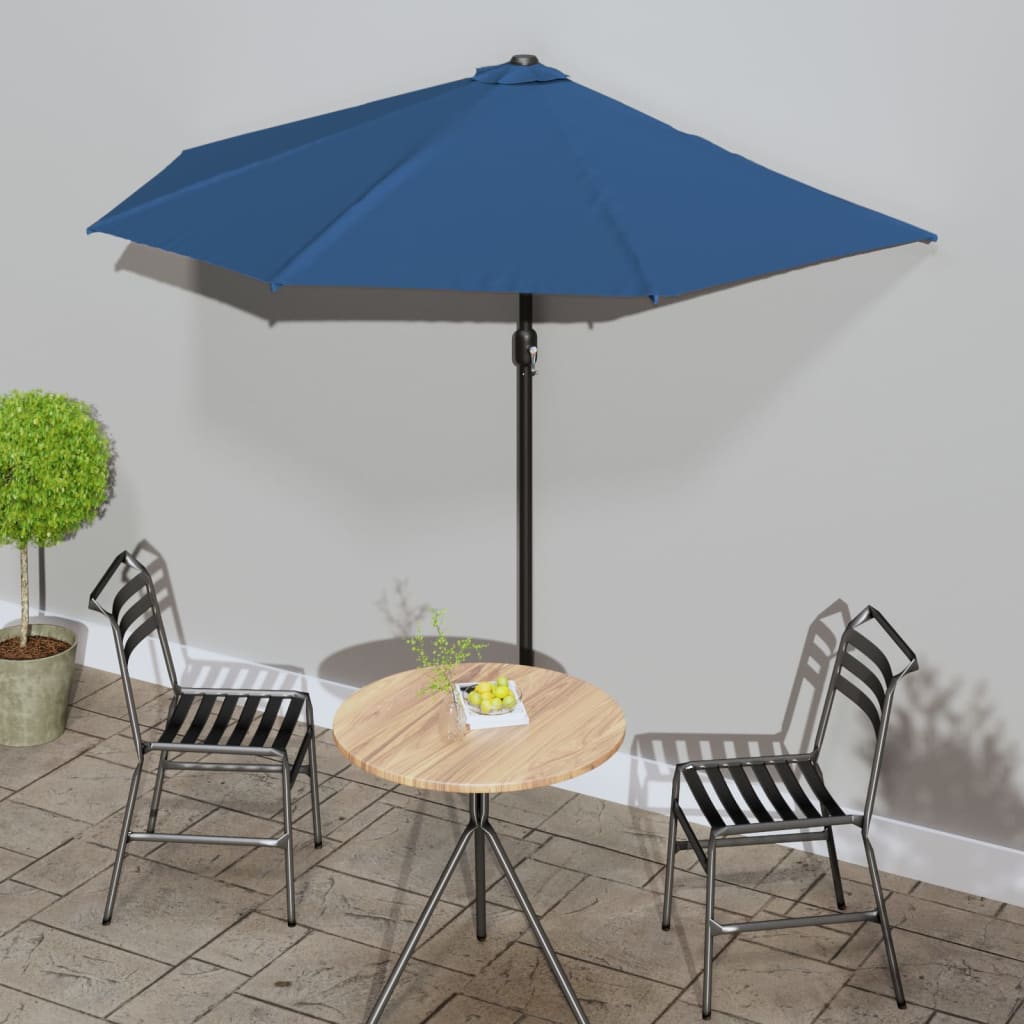Parasol de balcon avec mât en aluminium Bleu 270x144x222cm Demi Parasols & voiles d'ombrage vidaXL