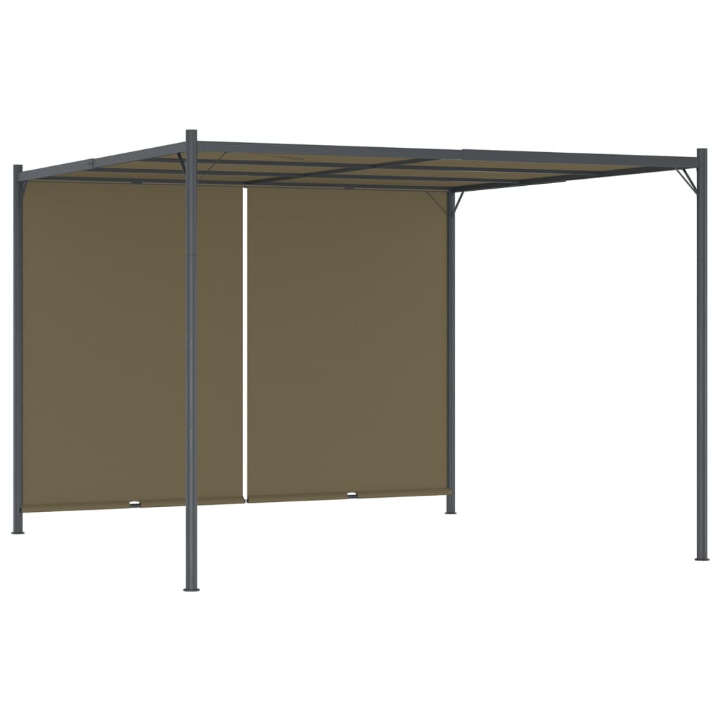 Pergola de jardin avec auvent rétractable 3x3 m Taupe 180 g/m² - XIOS