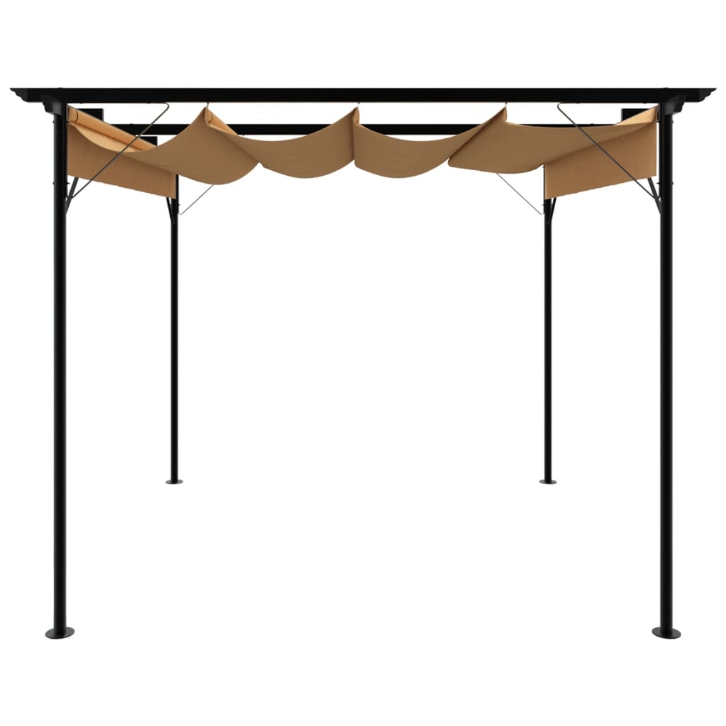 Pergola avec toit rétractable taupe 3x3 m acier 180 g/m² - XIOS