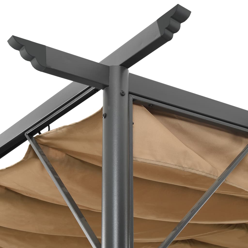 Pergola avec toit rétractable taupe 3x3 m acier 180 g/m² - XIOS