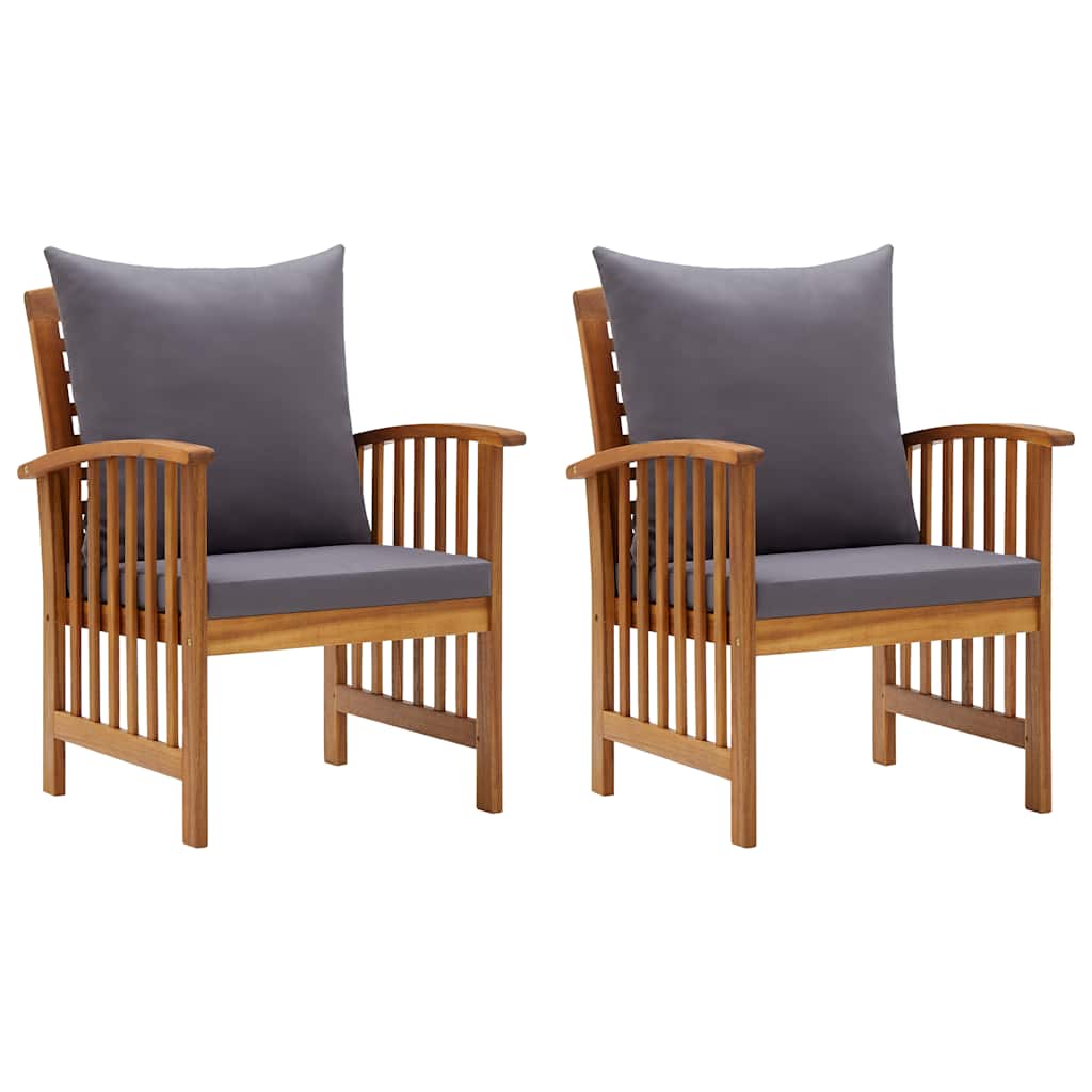 Chaises de jardin avec coussins lot de 2 Bois d'acacia massif