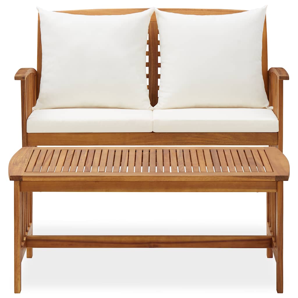 Salon de jardin 2 pcs avec coussins bois d'acacia solide