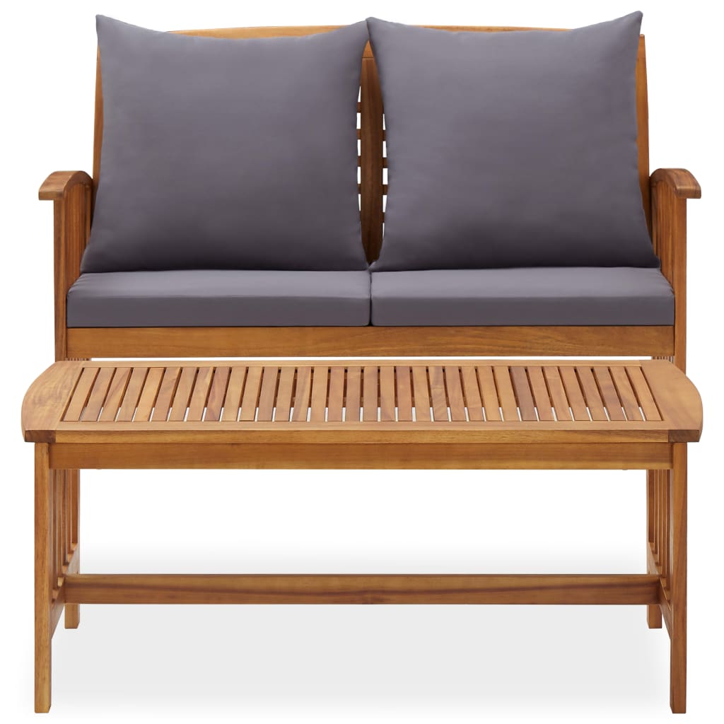 Salon de jardin 2 pcs avec coussins bois d'acacia solide