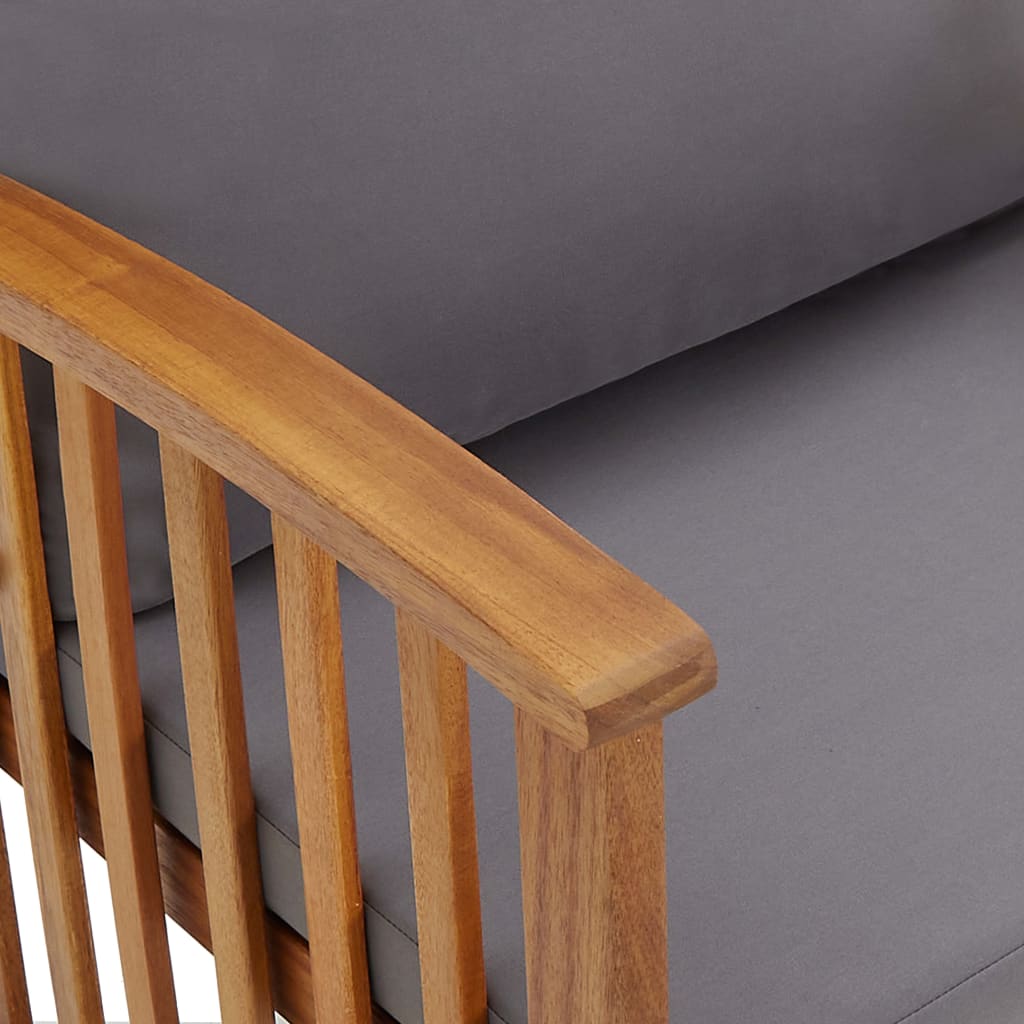 Salon de jardin 2 pcs avec coussins bois d'acacia solide