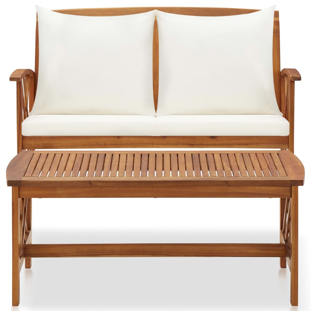 Salon de jardin 2 pcs avec coussins bois d'acacia solide