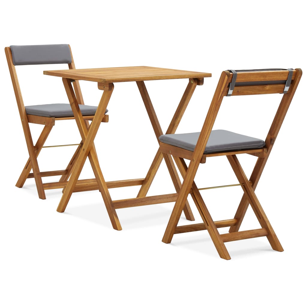 | Salon de jardin | Pliable 2 pcs Coussins gris foncé Bois chaud