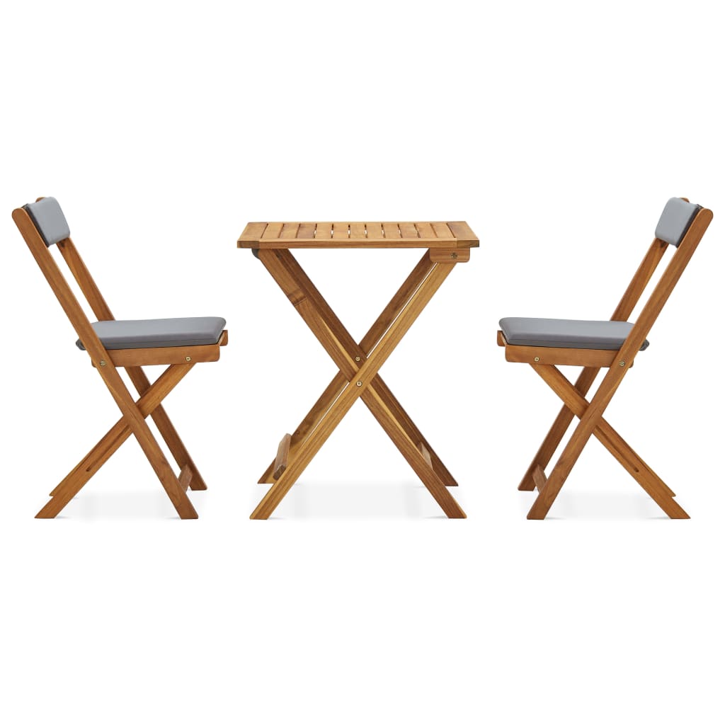 | Salon de jardin | Pliable 2 pcs Coussins gris foncé Bois chaud