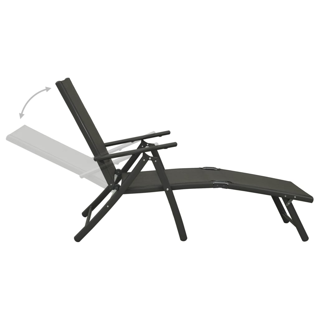 Salon de jardin 3 pcs textilène et aluminium noir