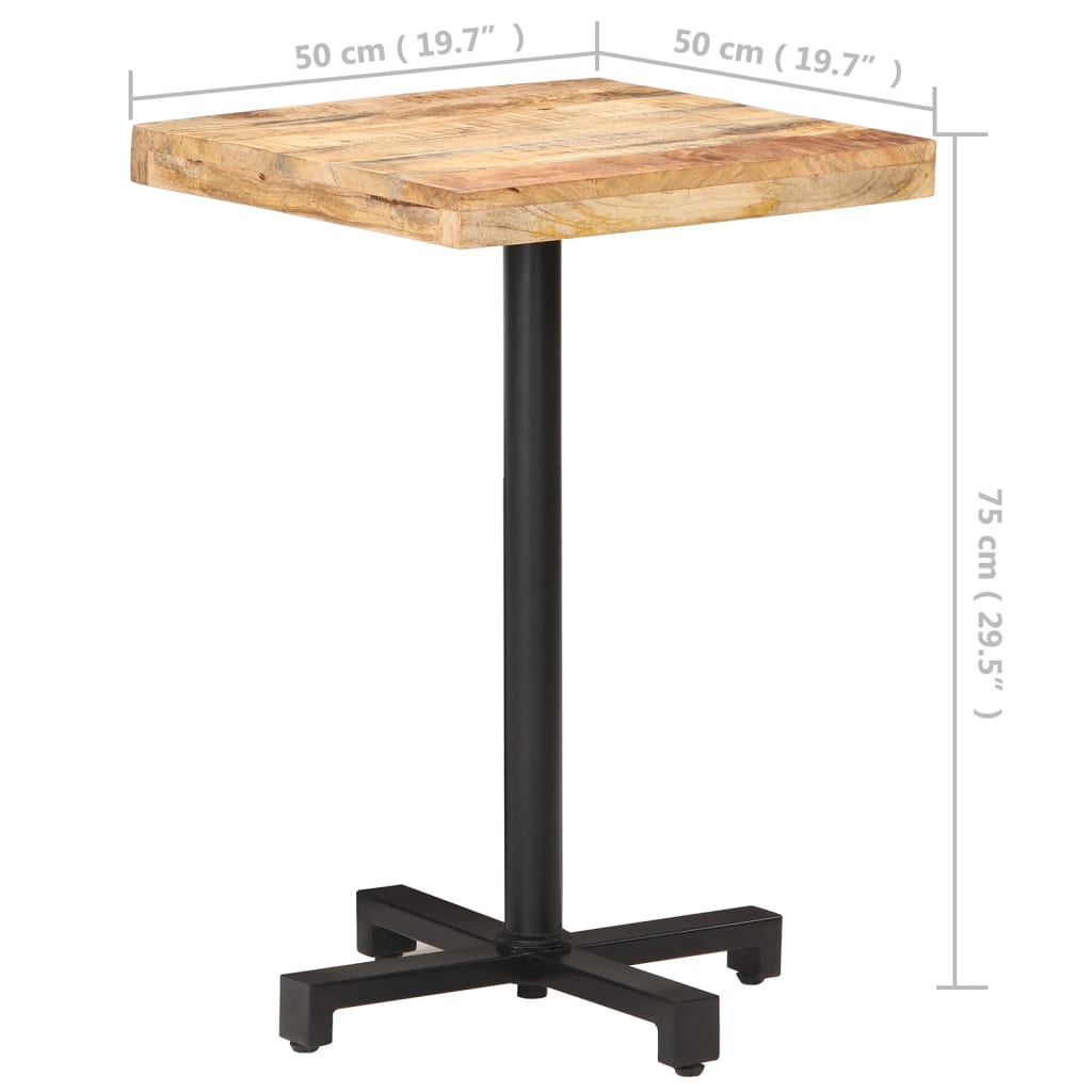 Table de bistro Carrée 50x50x75 cm Bois de manguier brut - XIOS