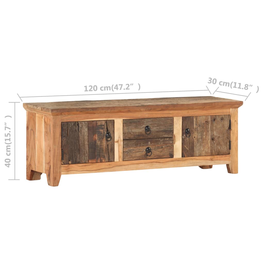 Meuble TV 120x30x40 cm Bois d'acacia et de récupération massif - XIOS