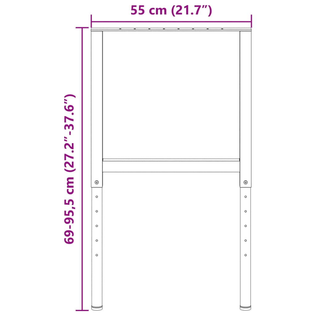 Cadres d'établi réglables 2 pcs Métal 55x(69-95,5) cm Noir - XIOS