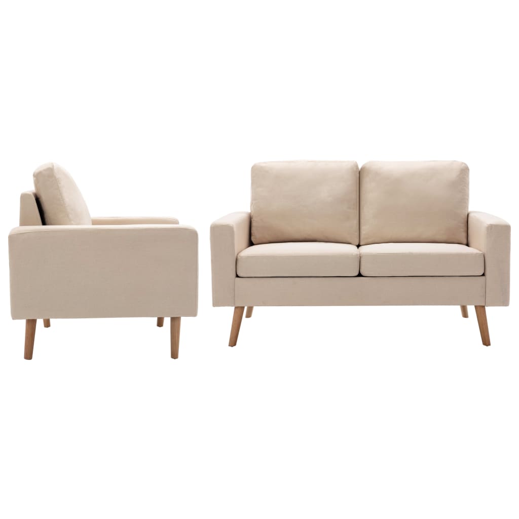 Ensemble de canapés 2 pcs Tissu Crème - XIOS