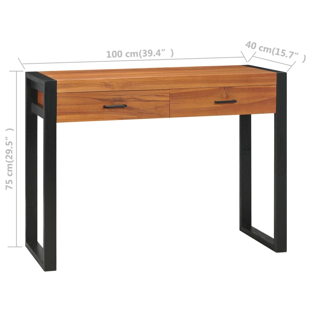 Bureau avec 2 tiroirs 100x40x75 cm Bois de teck - XIOS