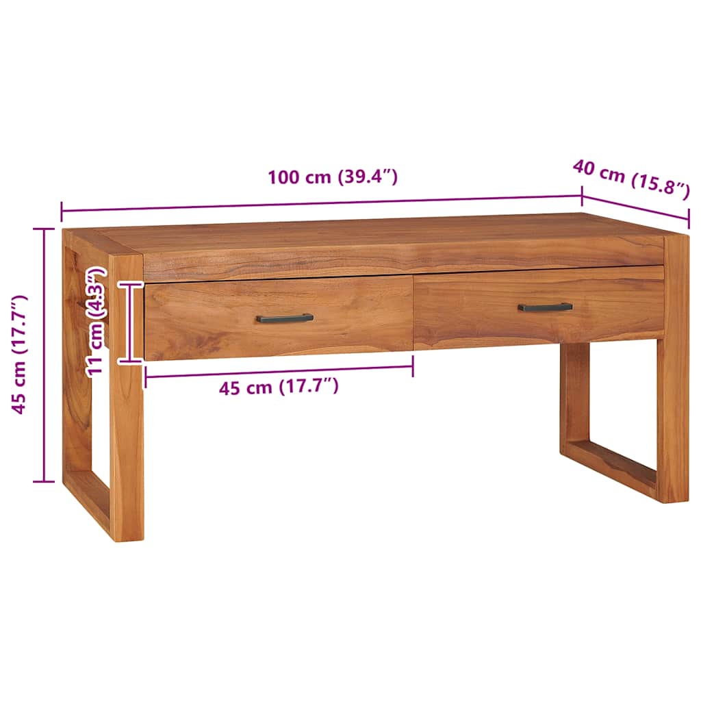 Meuble TV 100x40x45 cm Bois de teck - XIOS