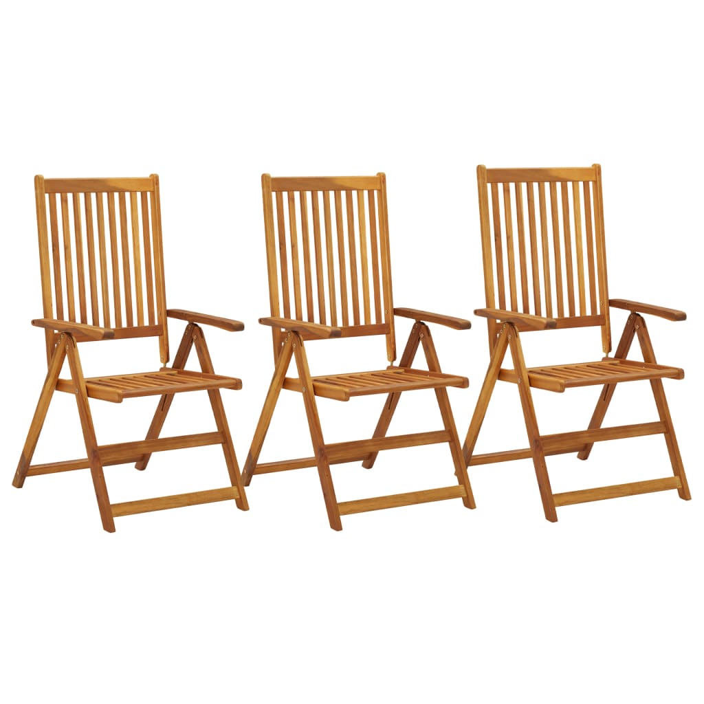 Chaises inclinables de jardin lot de 3 Bois solide d'acacia Chaises de jardin vidaXL