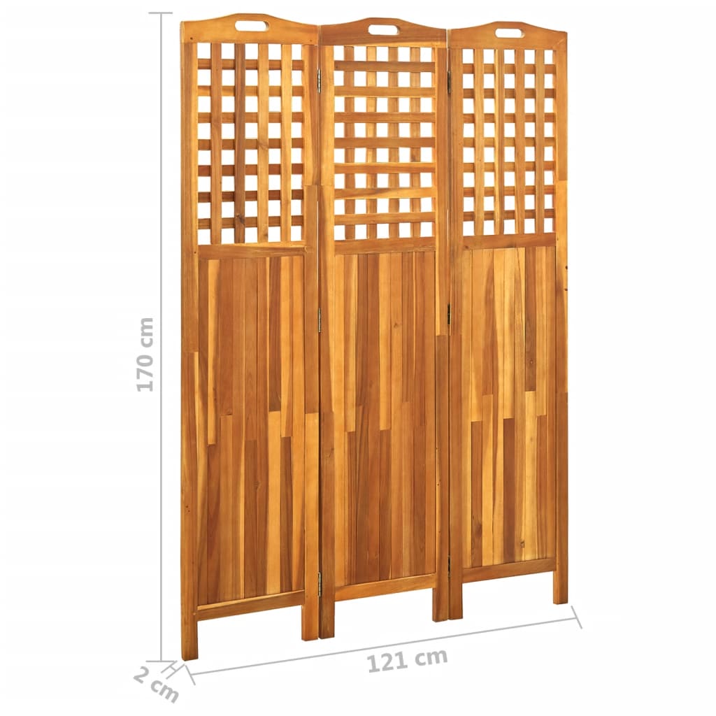 Cloison de séparation 3 panneaux 121x2x170 cm Bois d'acacia XIOS