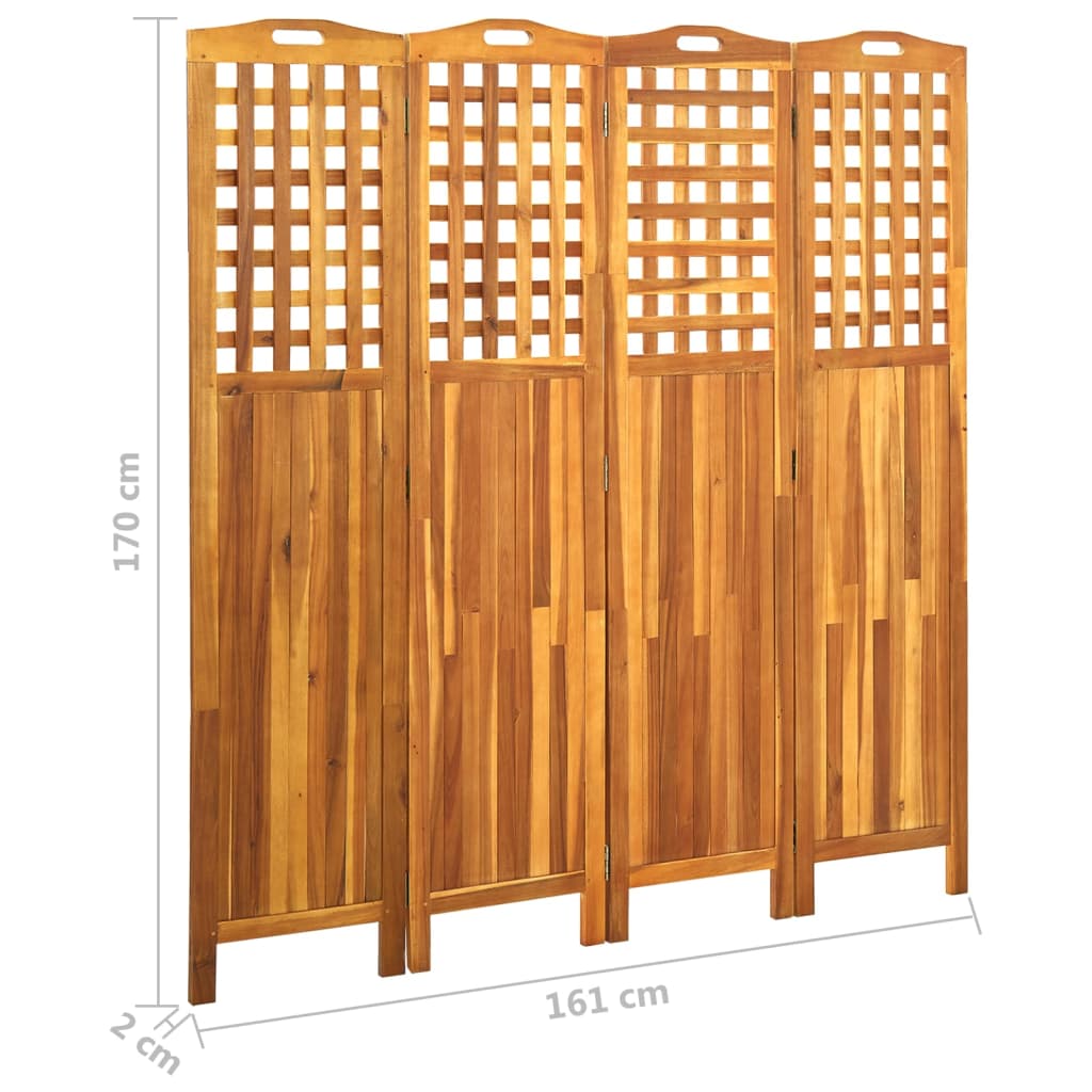 Cloison de séparation 4 panneaux 161x2x170 cm Bois d'acacia - XIOS