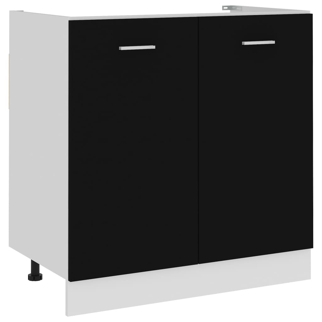 Armoire de plancher d'évier "Lyon" Noir d’ingénierie Meubles de cuisine vidaXL