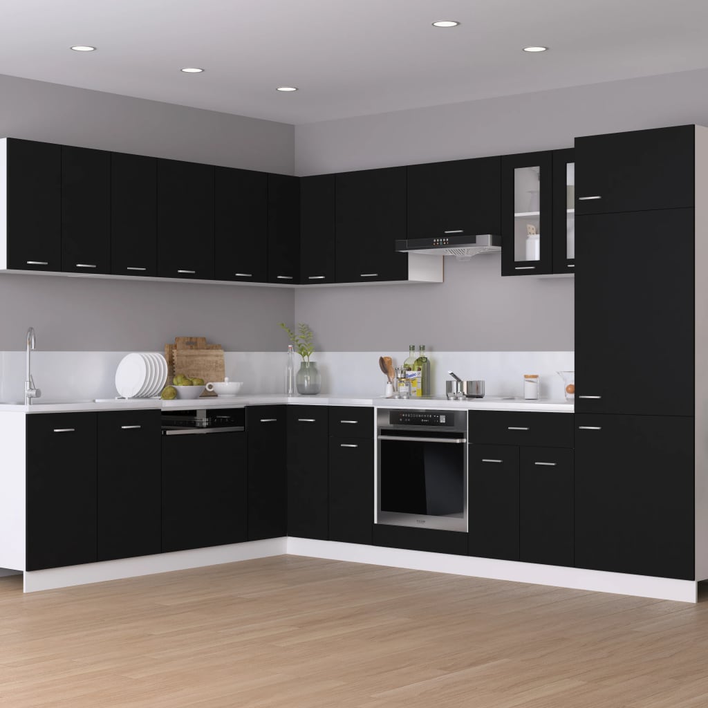 Armoire de plancher d'évier "Lyon" Noir d’ingénierie Meubles de cuisine vidaXL