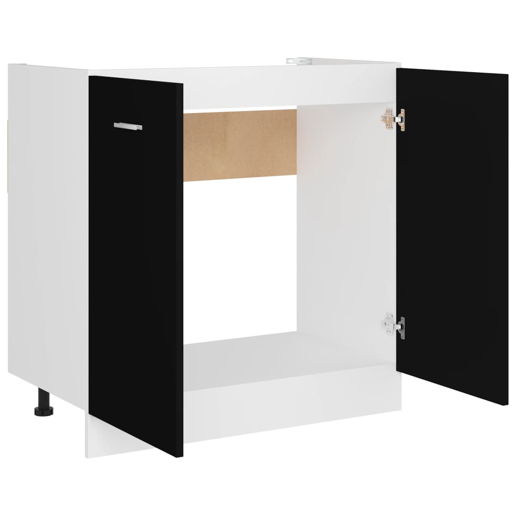 Armoire de plancher d'évier "Lyon" Noir d’ingénierie Meubles de cuisine vidaXL