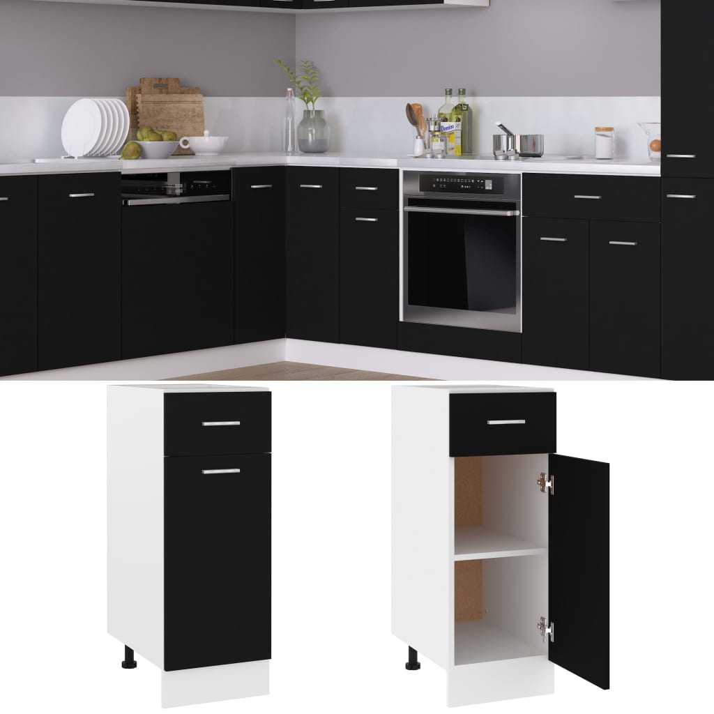 Armoire de plancher à tiroir "Lyon" Noir 30x46x81,5 cm