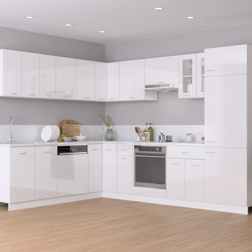 Armoire de plancher à tiroir "Lyon" Blanc brillant Meubles de cuisine vidaXL
