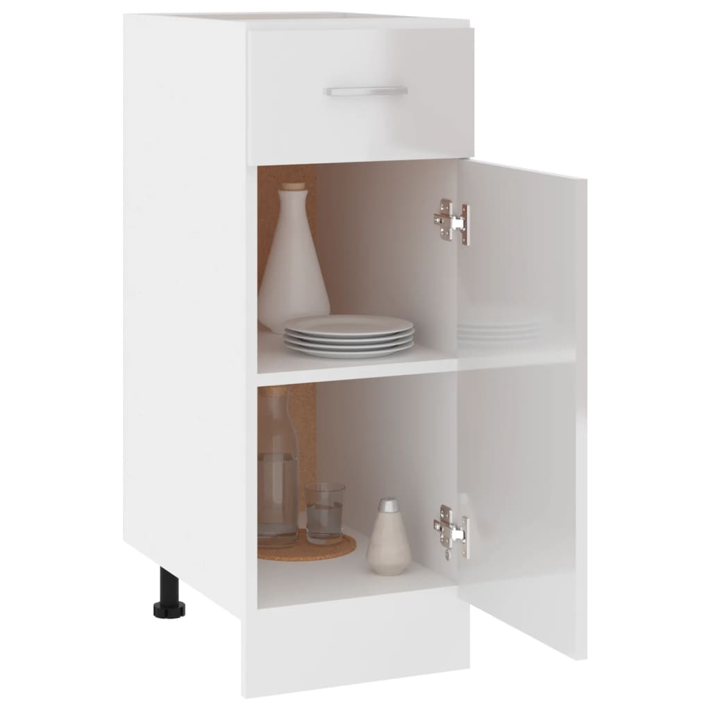 Armoire de plancher à tiroir "Lyon" Blanc brillant Meubles de cuisine vidaXL