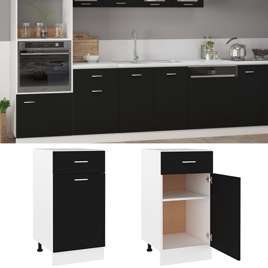 Armoire de plancher à tiroir "Lyon" Noir 40x46x81,5 cm