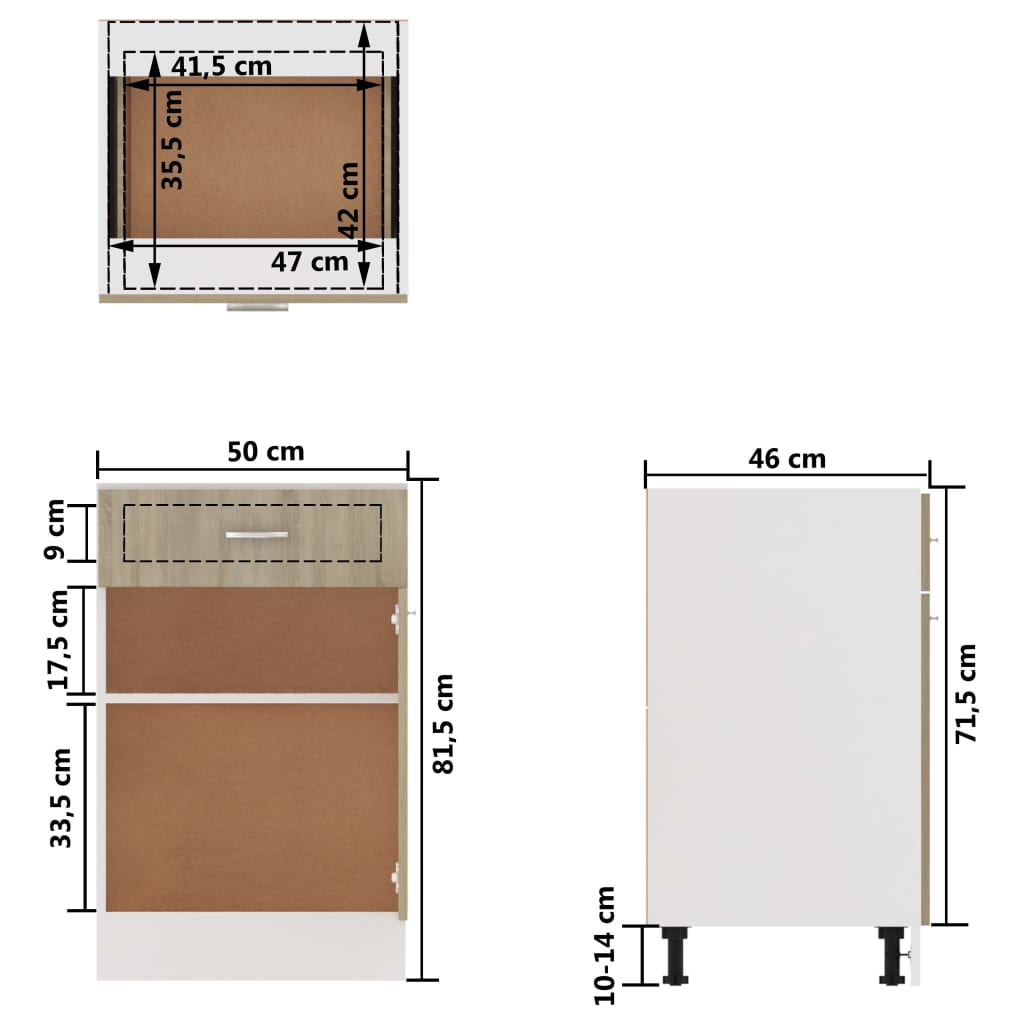 Armoire de plancher à tiroir "Lyon" Chêne sonoma Meubles de cuisine vidaXL