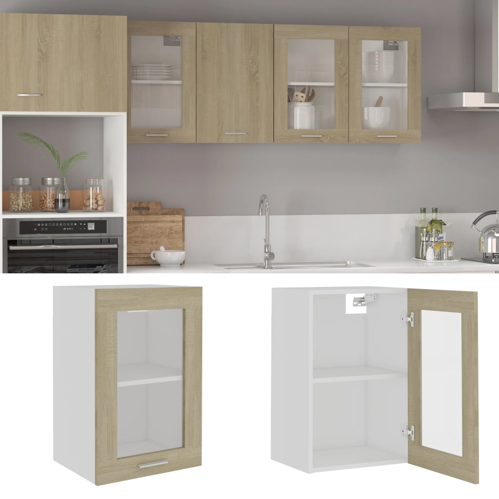 Armoire en verre suspendue "Lyon" Chêne sonoma Meubles de cuisine vidaXL