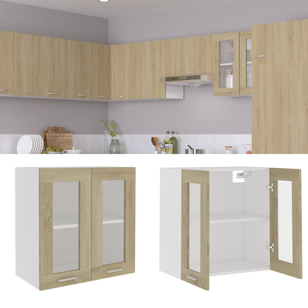 Armoire en verre suspendue "Lyon" Chêne sonoma Meubles de cuisine vidaXL