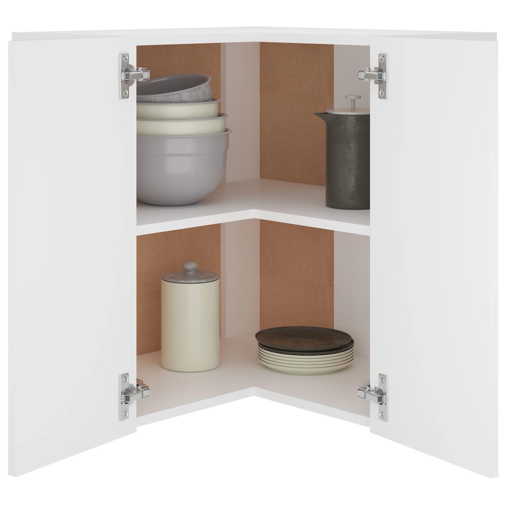 Armoire d'angle suspendue "Lyon" Blanc 57x57x60 cm Bois Meubles de cuisine vidaXL